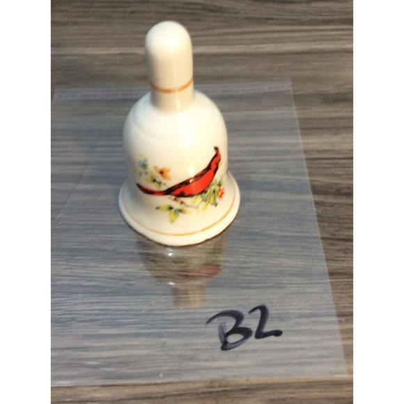 Porcelain 3.75" Hand Bell Cardinal & Butterflies on Branch Porcelain Clapper - Picture 6 of 6